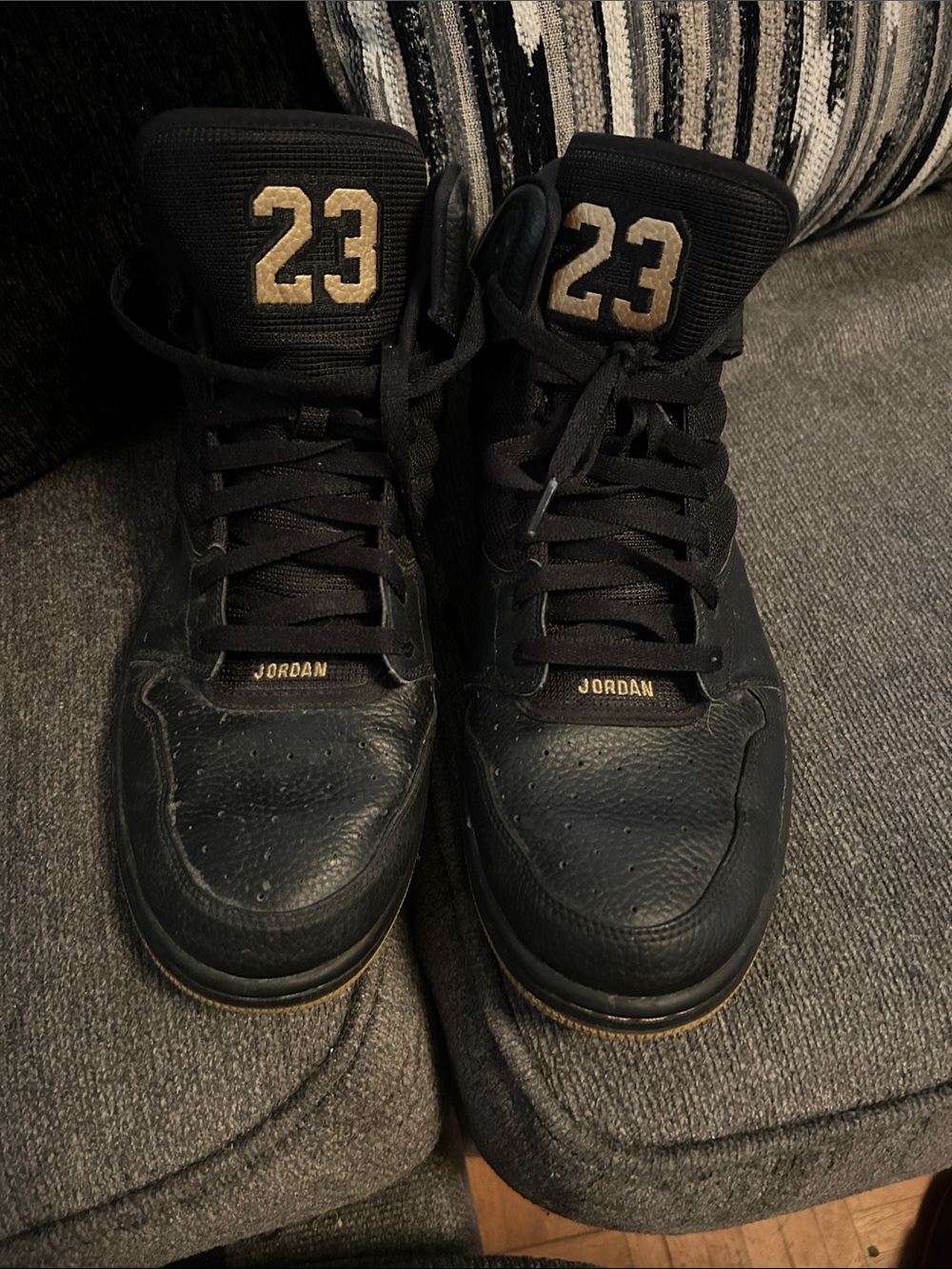 Jordan Men's Black Sneakers with Gold '23 Accents